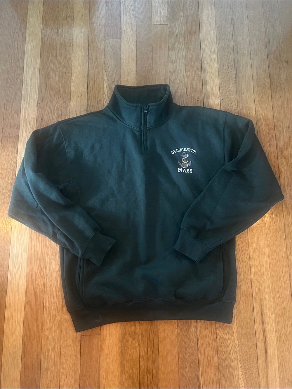 Gloucester Mass Dark Green Quarter-Zip Pullover Sweatshirt